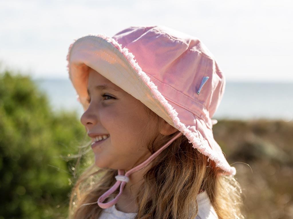 Acorn Frayed Sun Hat | Strawberry Pink (5 years+)