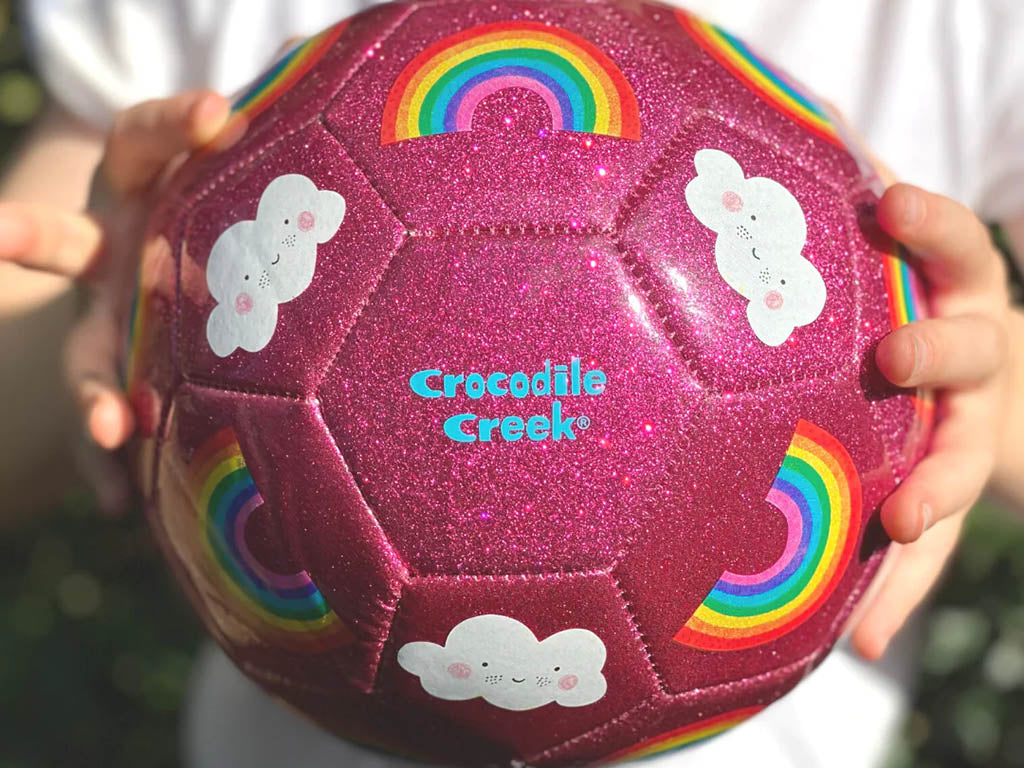 Crocodile Creek Glitter Soccer Ball | Rainbow