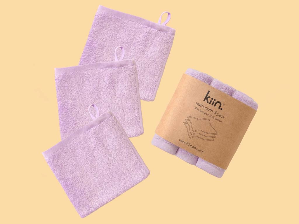 Kiin Baby 3 Pack Wash Cloths | Lilac