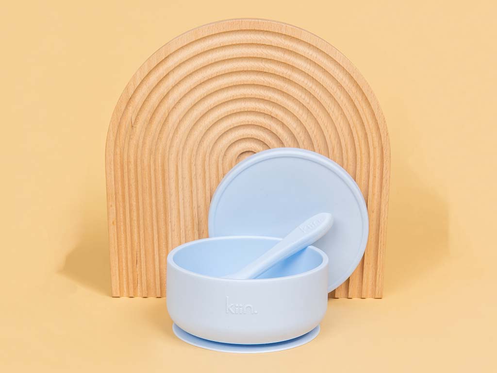 Kiin Baby Silicone Bowl + Spoon Set | Pastel Sky
