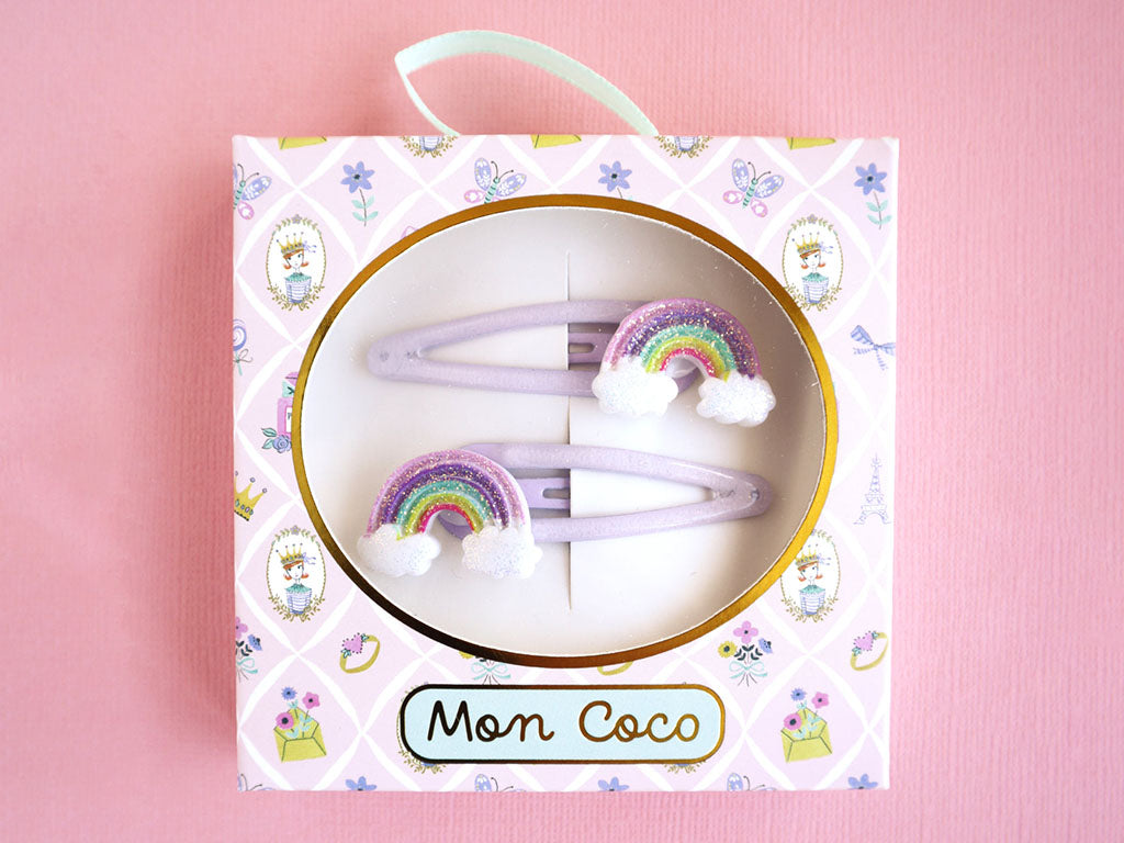 Mon Coco Hair Clips (2 pack) | Rainbow Cloud