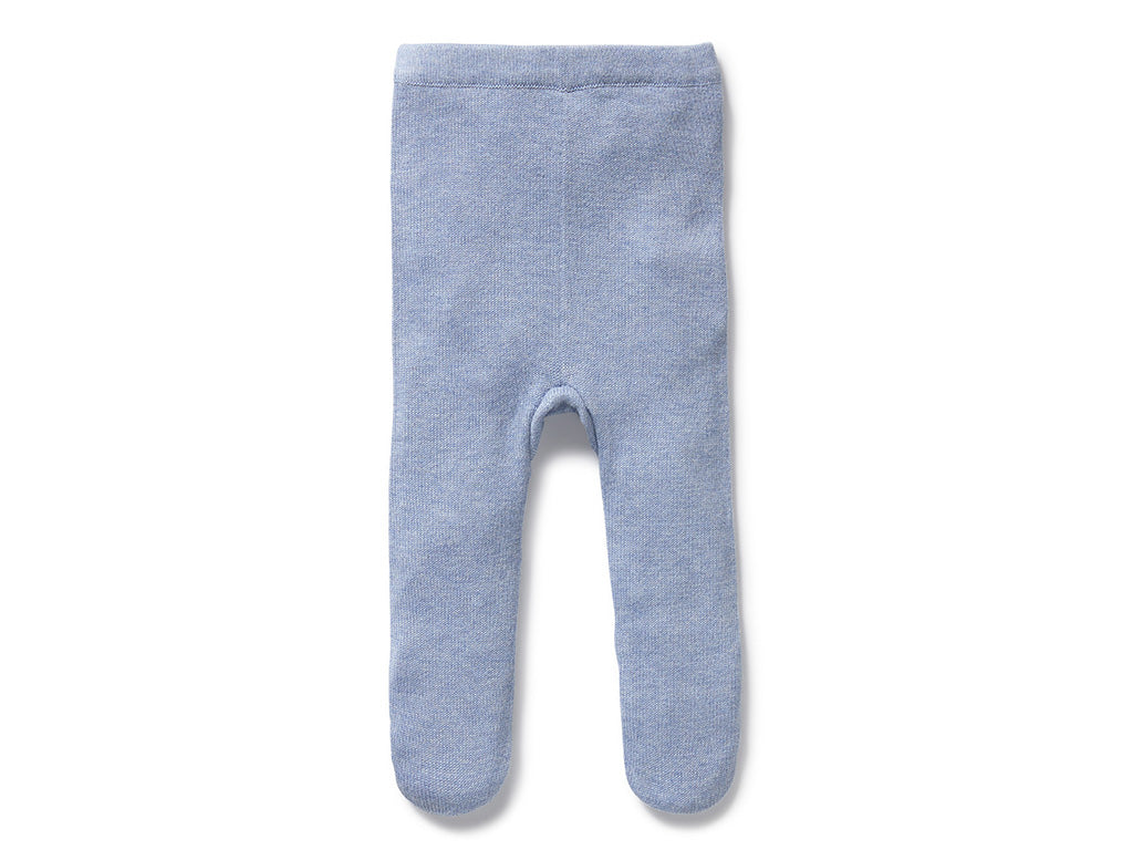 Wilson and Frenchy Baby Boys Organic Knitted Legging With Feet - Blue Speckle