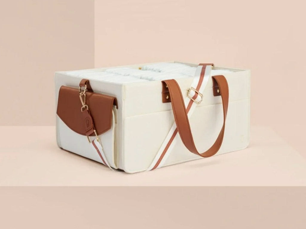 Bunnie Caddie Nappy Caddy carrier in Cream available at Young Willow in Melbourne Australia