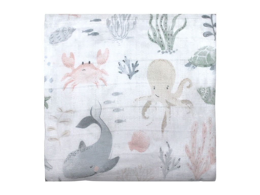 Mister Fly Ocean themed cotton baby muslin swaddle