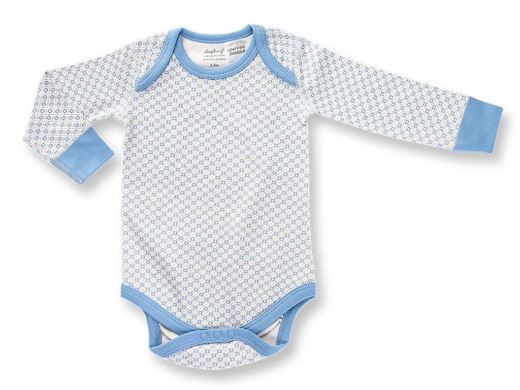 Sapling Child long sleeve bodysuit in little boy blue