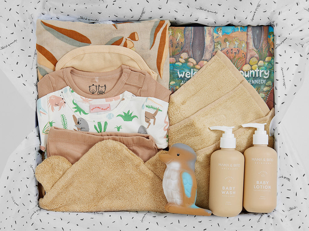 Bunnie Caddie Tan full of essentials for a new baby