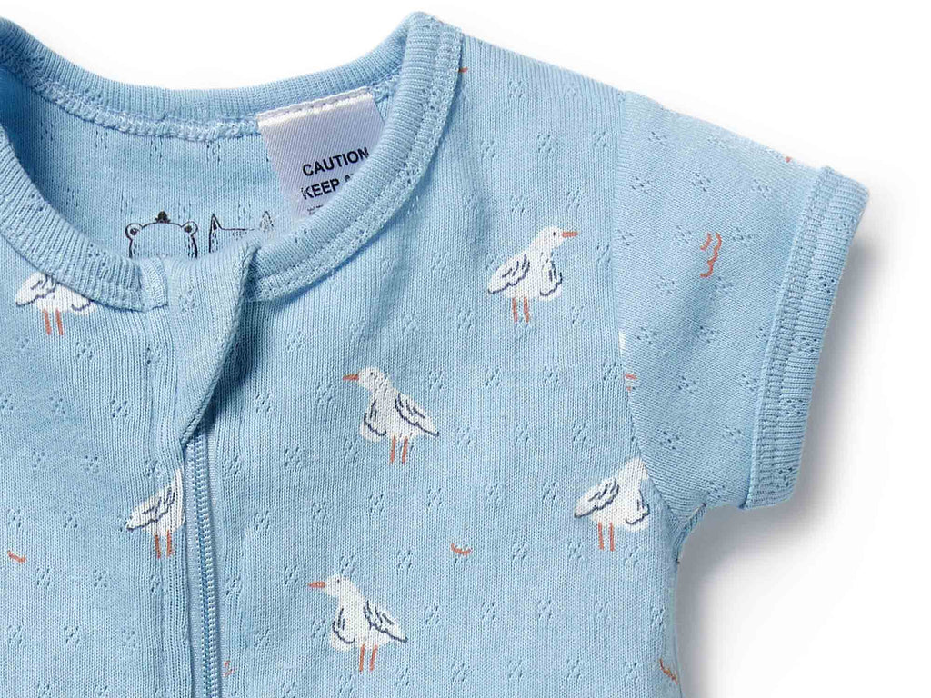 Wilson & Frenchy Organic Pointelle Boyleg Zipsuit | Sunny Seagulls