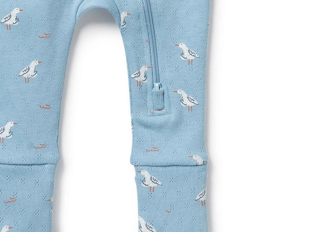 WIlson & Frenchy Organic Zipsuit (Pointelle) | Sunny Seagulls