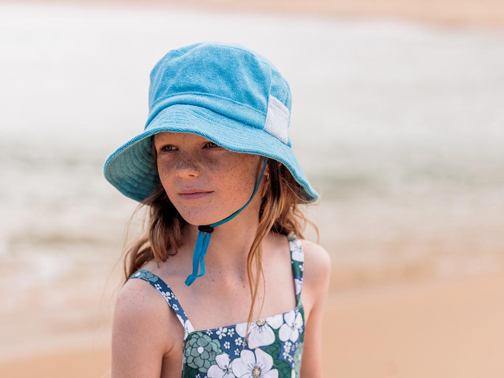 Acorn Terry Towelling Sun Hat | Azure Blue