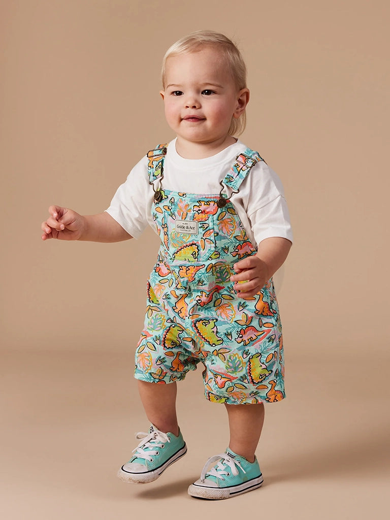 Goldie + Ace Denim Burton Overalls | Dino Jungle