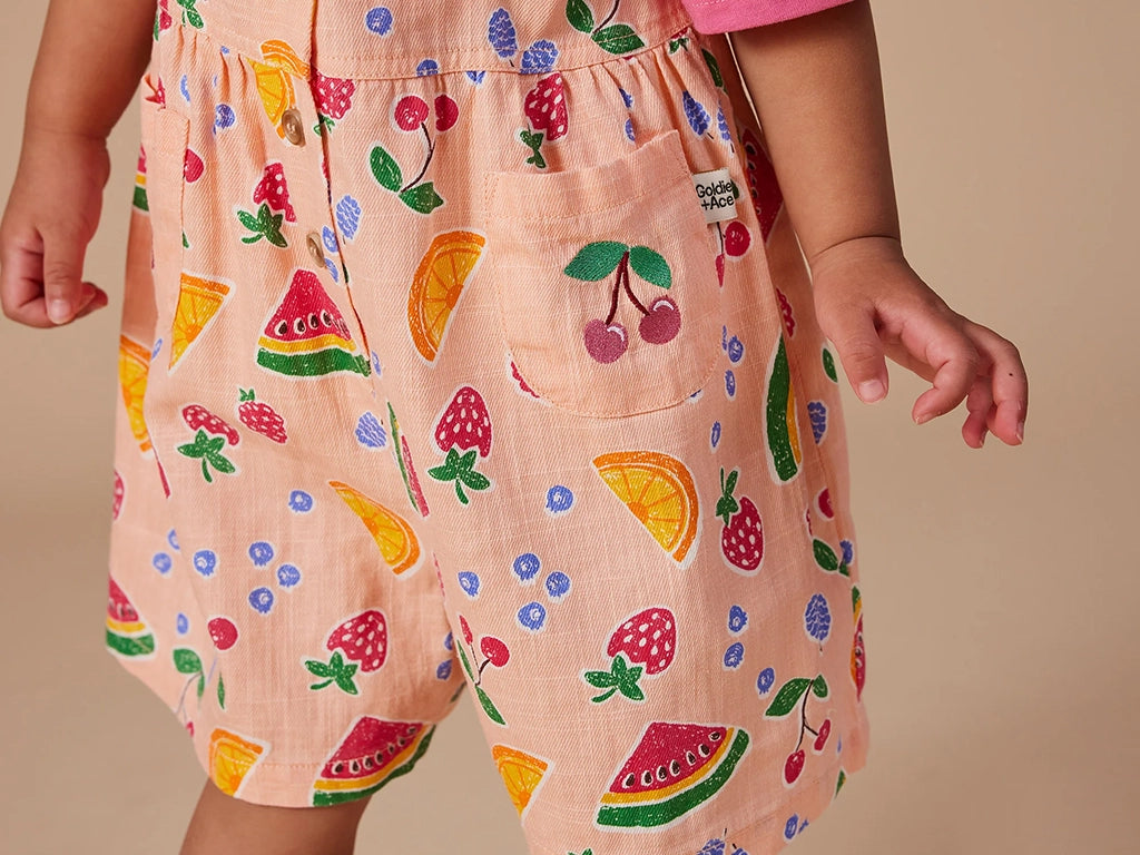 Goldie + Ace Linen Shortalls | Fruit Salad (1 year)