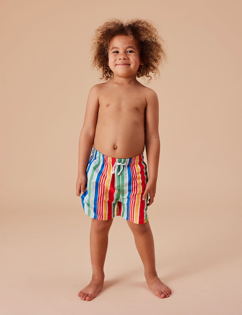 Goldie + Ace Board Shorts | Bold Stripe