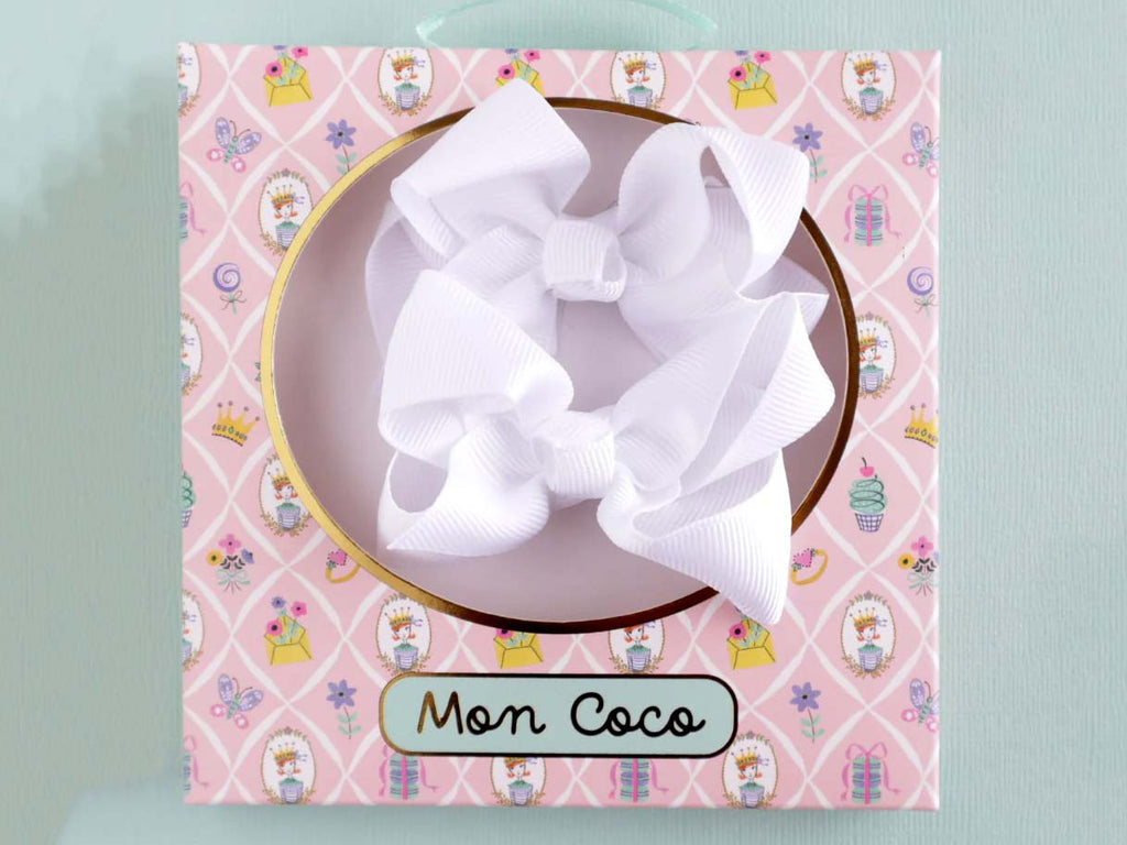 Mon Coco Hair Clips (2 pack) | White Bows