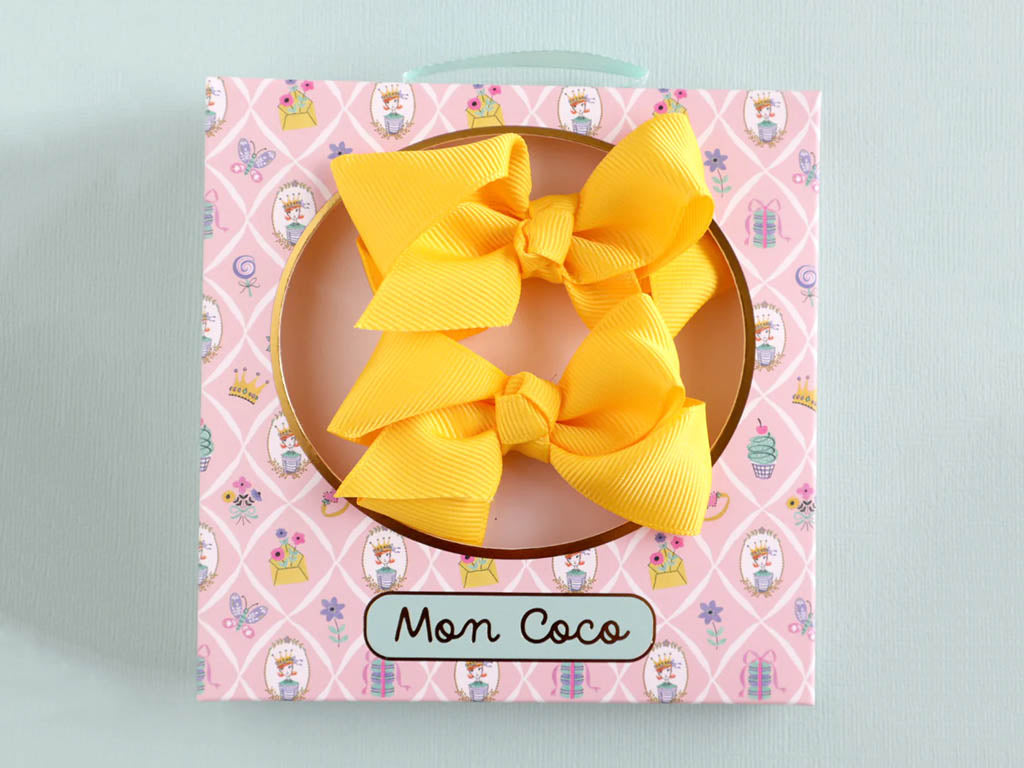 Mon Coco Hair Clips (2 pack) | Yellow Bows