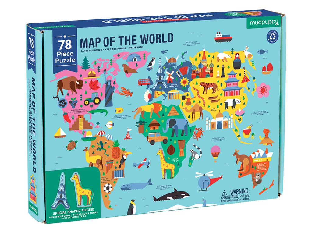 Mudpuppy 78pc Geography Puzzle | Map of the  World