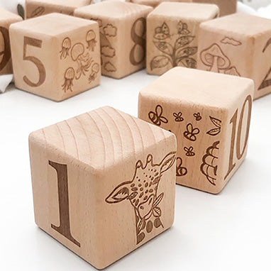 One Chew Three handmade wooden number blocks