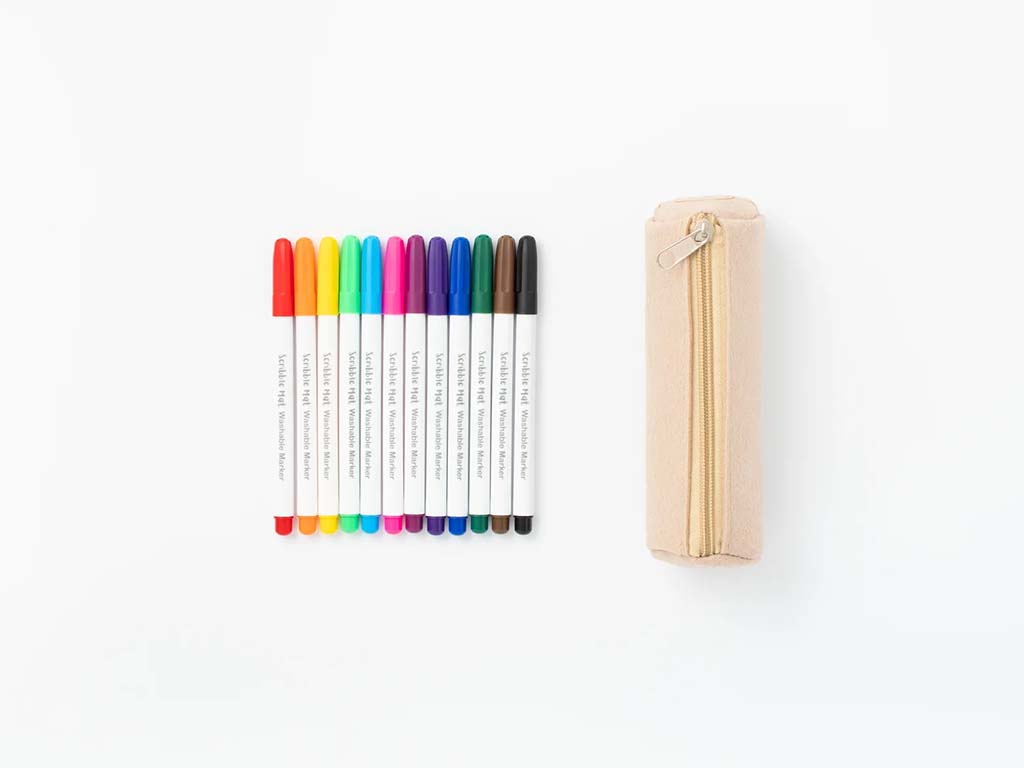 Scribble Mat | 12 Washable Pens + Felt Pencil Case