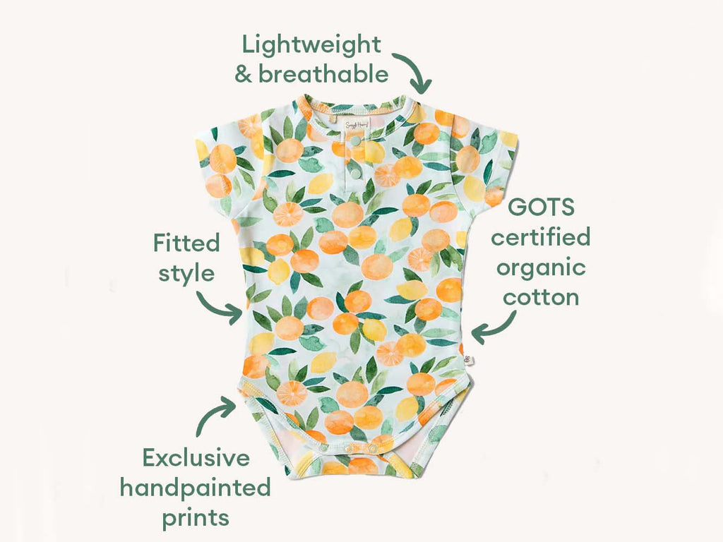Snuggle Hunny Short Sleeved Bodysuit | Citrus Squeeze
