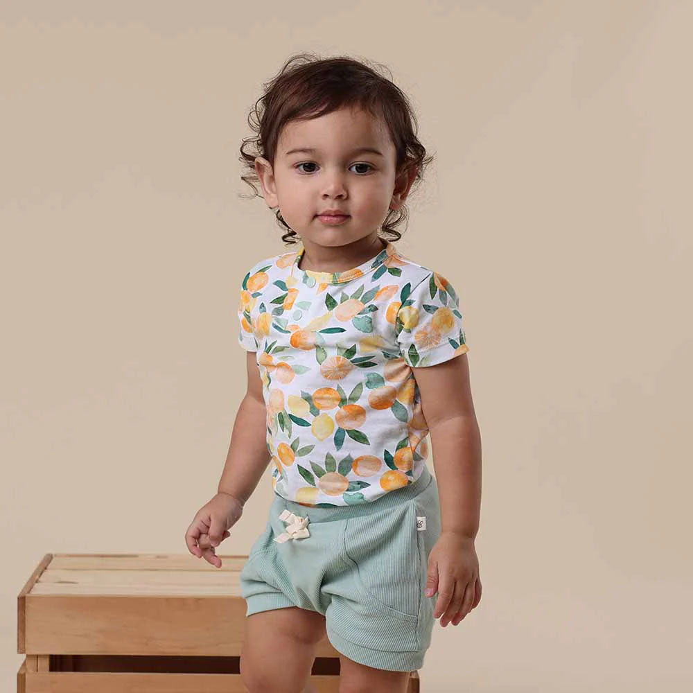 Snuggle Hunny Short Sleeved Bodysuit | Citrus Squeeze