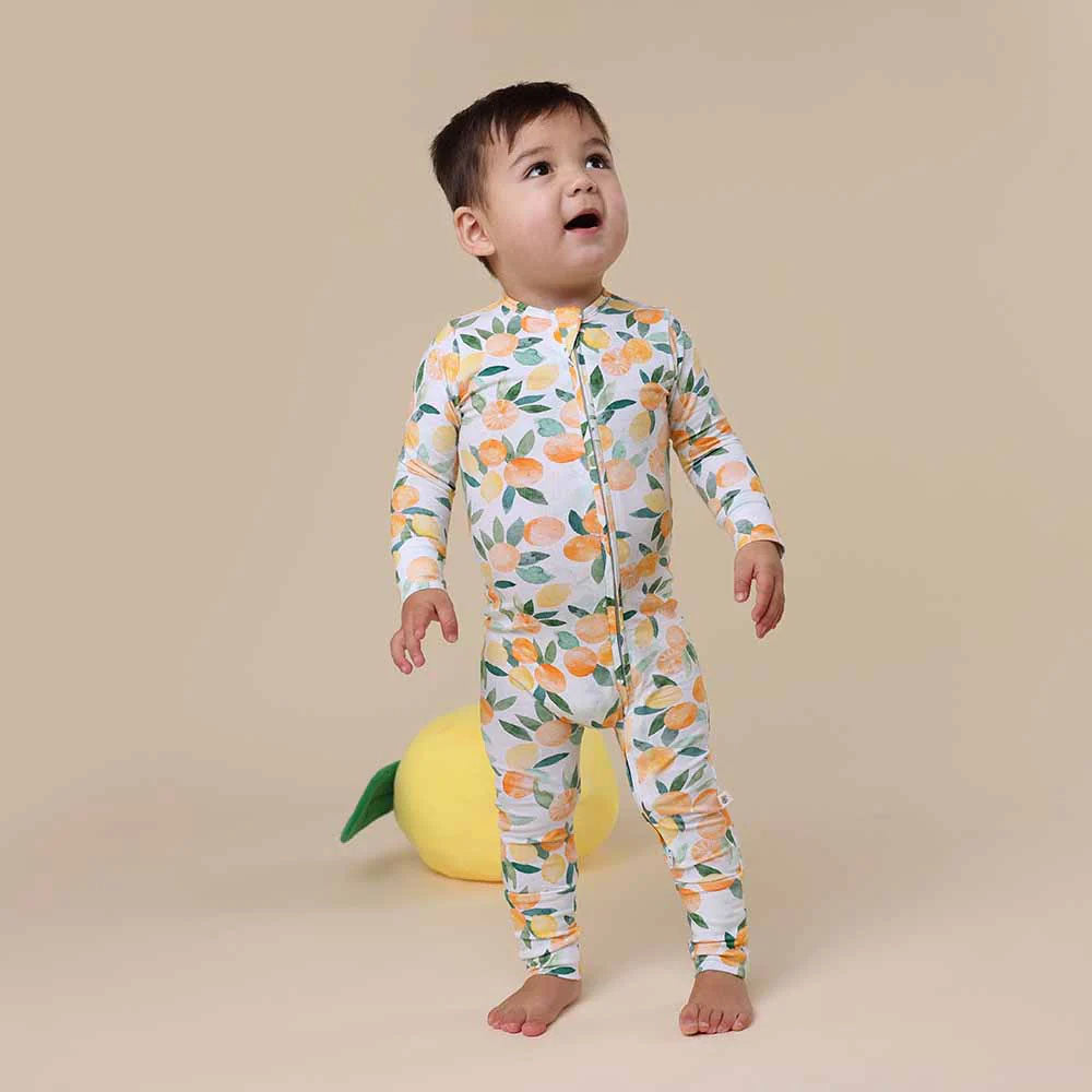 Snuggle Hunny Zip Romper | Citrus Squeeze