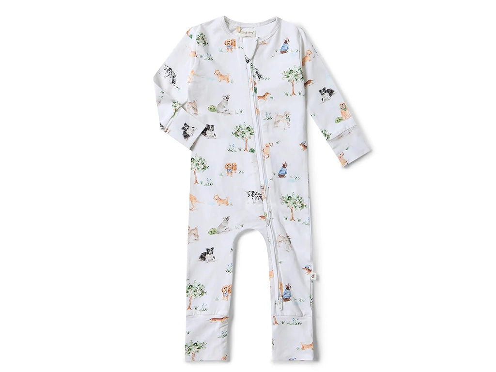 Snuggle Hunny Zip Romper | Dog Park