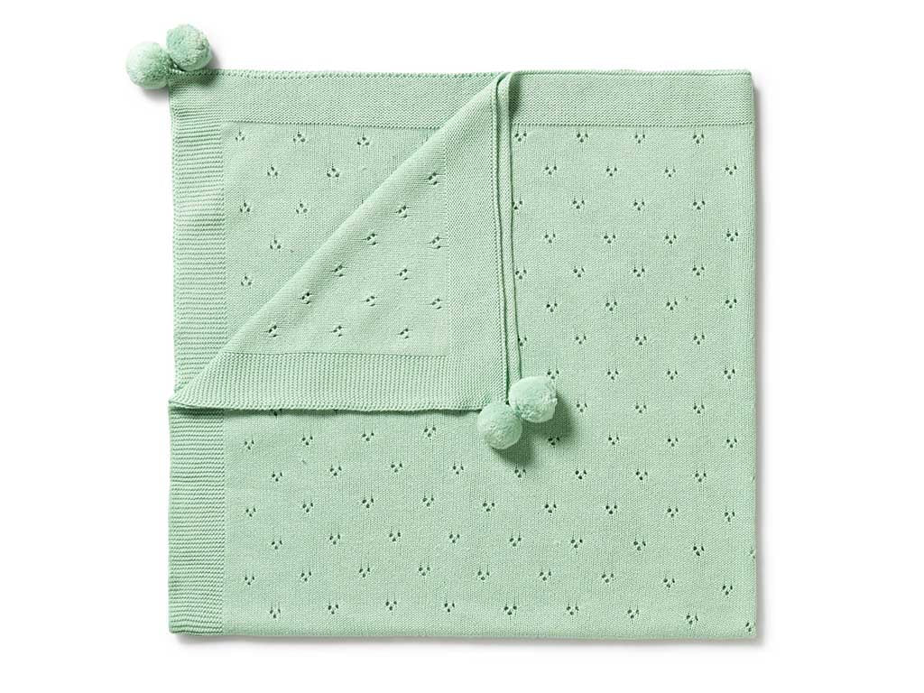Wilson & Frenchy Knit Pointelle Blanket | Mint Green