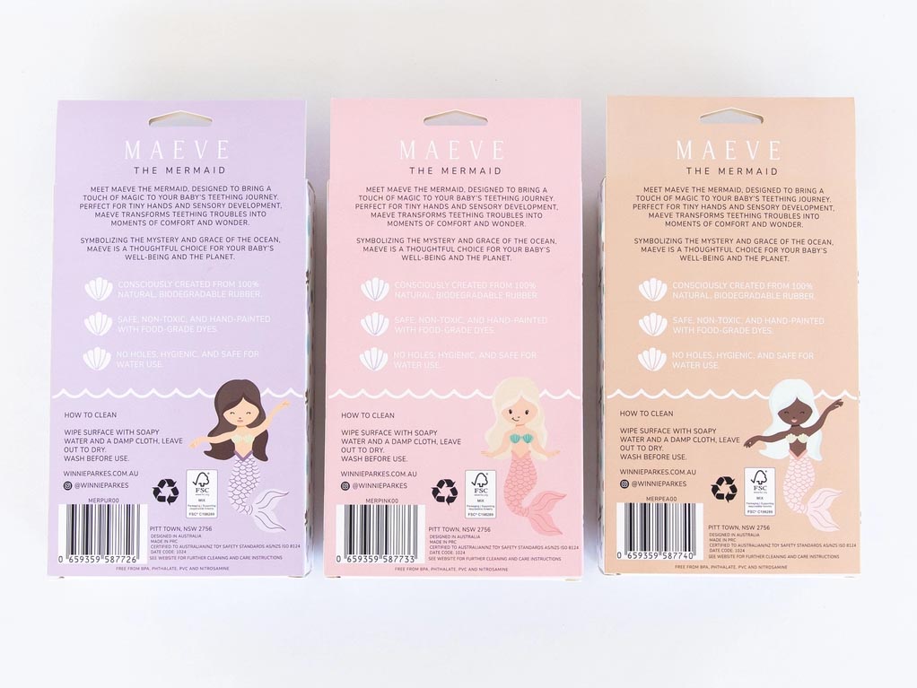 Winnie Parkes Teether | Maeve the Mermaid (Grape)