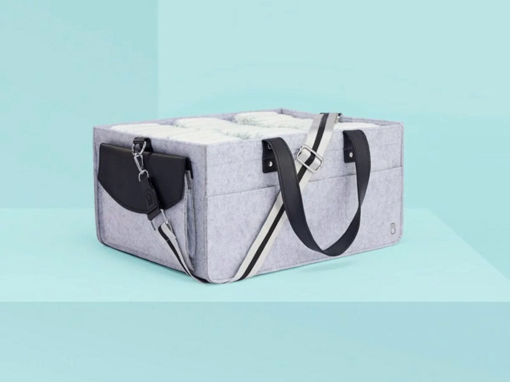 Bunnie Caddie Grey nappy caddie for new or pregnant mums at Young Willow