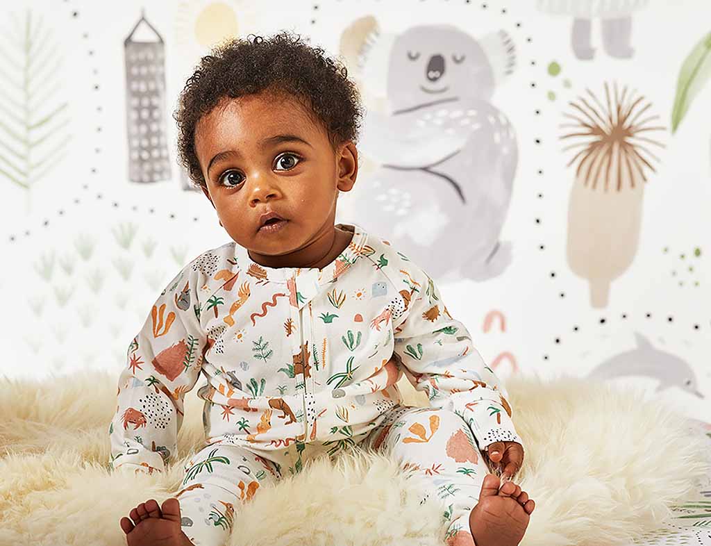 Halcyon Nights outback dreamers zip romper baby sitting