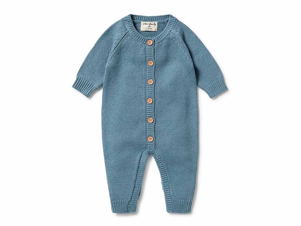Wilson & Frenchy Knitted Button Growsuit | Bluestone