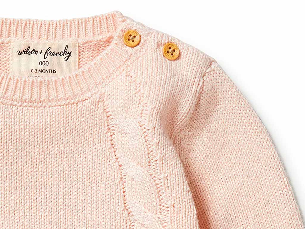 Wilson & Frenchy Knitted Cable Jumper | Blush
