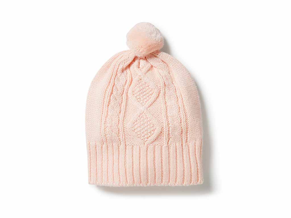 Wilson & Frenchy Cable Knit Hat | Blush (0-3 months)