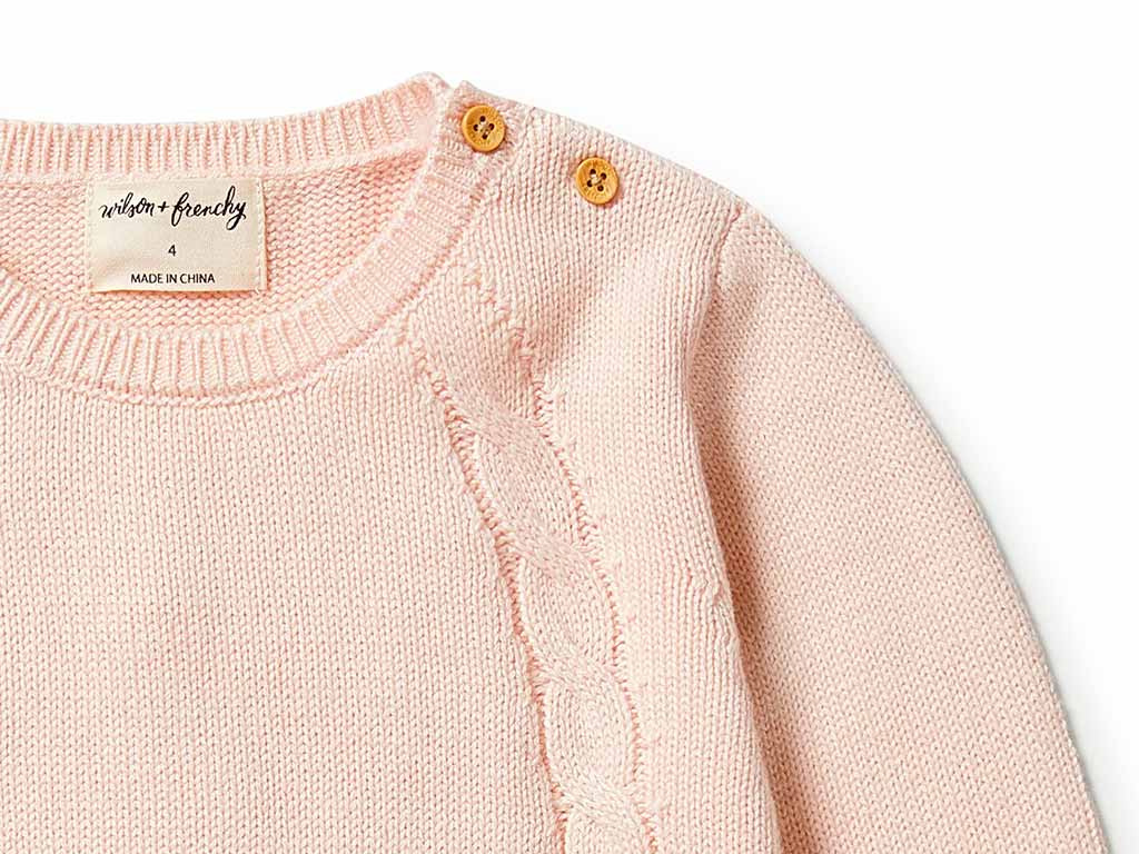 Wilson & Frenchy Knitted Cable Jumper | Blush