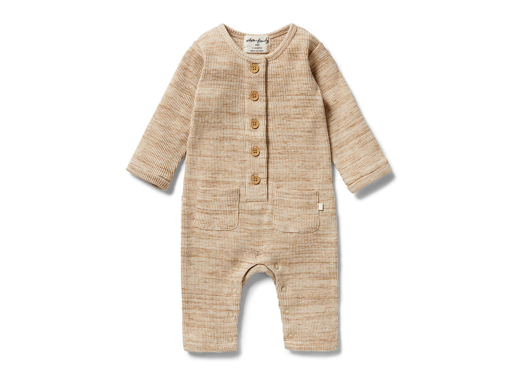 Wilson and Frenchy Fog fleck waffle winter growsuit yong willow