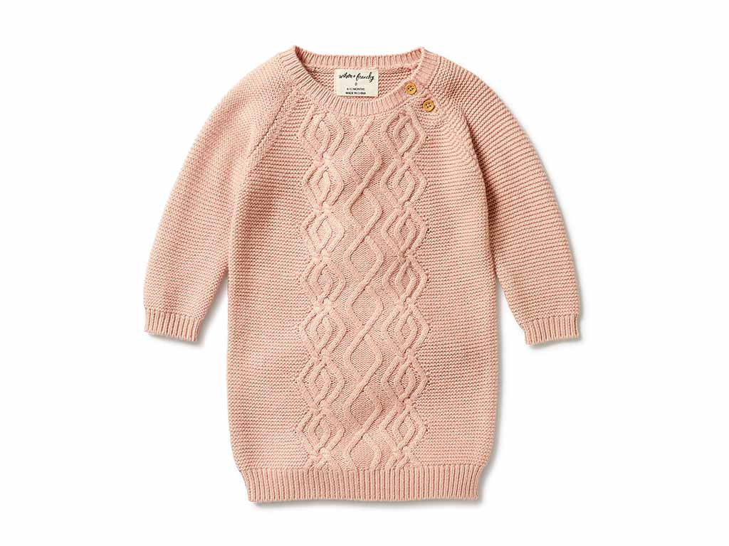 Wilson & Frenchy Cable Knit Dress | Rose (Size 3)